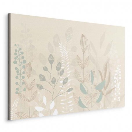 Taulu - Morning in the Meadow - Various Pastel Plants on a Beige Background