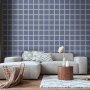 Tapetti - Lines and Symmetry - Expressive White Grid on a Blue Background