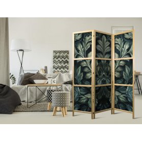 Japanilainen sermi - Dark Green Victorian Leaves - Botanical Carved Composition