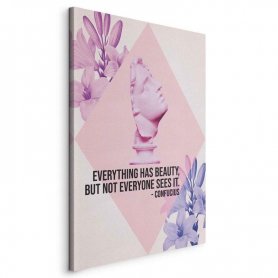 Taulu - Beauty in the Eyes - Inspirational Quote with Pink Bust and Flowers