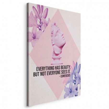 Taulu - Beauty in the Eyes - Inspirational Quote with Pink Bust and Flowers