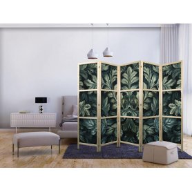 Japanilainen sermi - Dark Green Victorian Leaves - Botanical Carved Composition