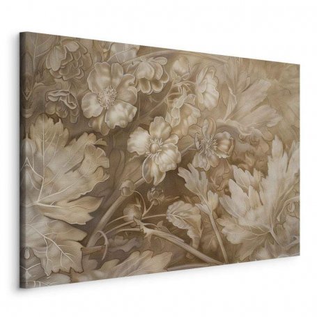 Taulu - Floral Ornaments Carved in Delicate Sepia and Brown Shades