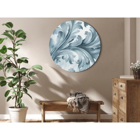 Pyöreä taulu - Stone Baroque Ornaments in Light Shades of Gray-Blue