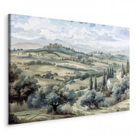 Taulu - Landscape with Green Fields and Trees Tuscan Sunny View