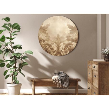 Pyöreä taulu - Carved Baroque Ornaments Rich Composition in Sepia Colors