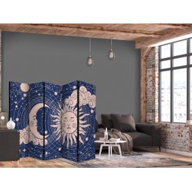 Sermi - Cosmic Harmony - Illustration of the Sun and Moon on a Navy Background