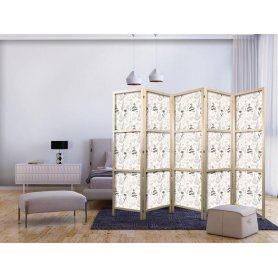 Japanilainen sermi - Botanical Illustration - Drawing of Flowers and Herbs - Beige Grays