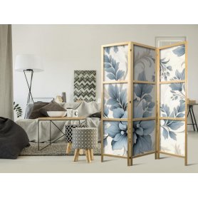 Japanilainen sermi - Turquoise Flowers in Retro Ambiance - Floral Ornaments