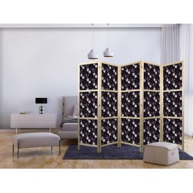 Japanilainen sermi - Birds Among Flowers - Pheasants Surrounding Peonies - Purple