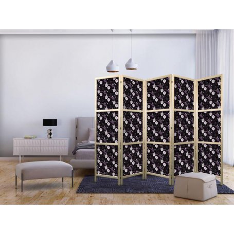 Japanilainen sermi - Birds Among Flowers - Pheasants Surrounding Peonies - Purple