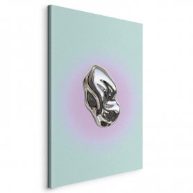 Taulu - Metallic Form - Abstract Sculpture on a Mint Background with a Purple Halo