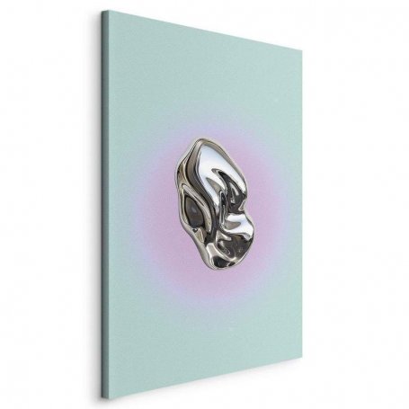 Taulu - Metallic Form - Abstract Sculpture on a Mint Background with a Purple Halo