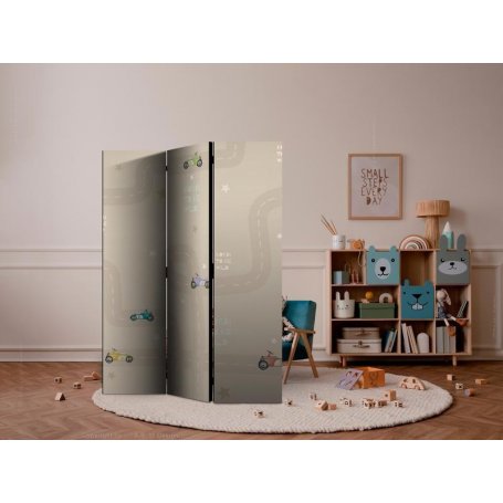 Sermi - Race - Colorful Cars on a Road on a Beige Background with Stars