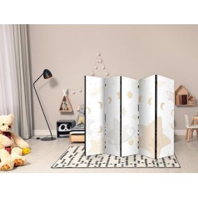 Sermi - Fairy-Tale Galaxy - Moon Phases in Shades of Yellow Among Stars in Beige and Ash Colors with Stardust