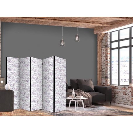 Sermi - Fish in Muted Colors - a School of Small Fishes in Light Purple And Delicate Pink Against Grey Waves