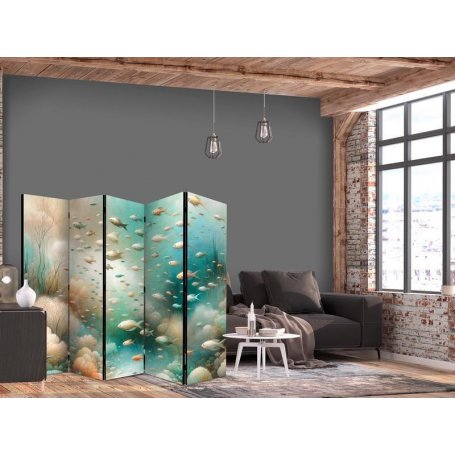 Sermi - Spectacular Underwater Landscape - Fish in an Underwater World in Turquoise Blue Beige and Delicate Orange Color