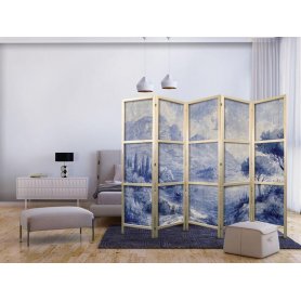 Japanilainen sermi - Italian Landscape - Lake Como Painted in Shades of Blue