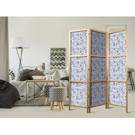 Japanilainen sermi - Illustration in Vintage Style - Blue Flowers on a White Background