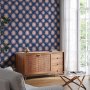 Tapetti - Sunny Patterns - Repeating sun motif on a navy background