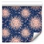 Tapetti - Sunny Patterns - Repeating sun motif on a navy background