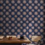 Tapetti - Sunny Patterns - Repeating sun motif on a navy background