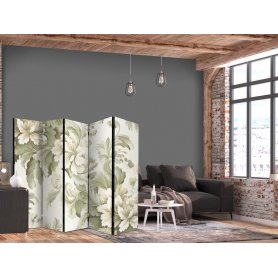 Sermi - Retro Vintage Flowers in Delicate Cream and Green Colors