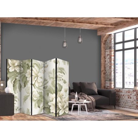 Sermi - Retro Vintage Flowers in Delicate Cream and Green Colors