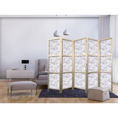 Japanilainen sermi - Fish in Muted Colors - a School of Small Fishes in Light Purple And Delicate Pink Against Grey Wave