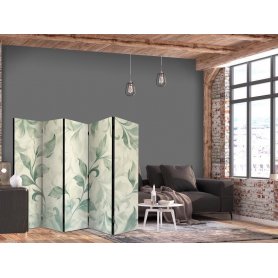 Sermi - Watercolor Botanical Motif - Delicate Green-Beige Leaves