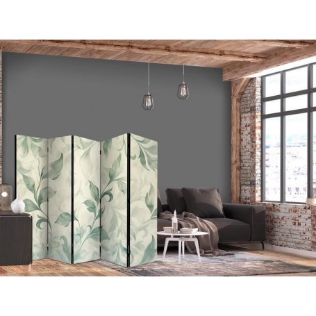 Sermi - Watercolor Botanical Motif - Delicate Green-Beige Leaves