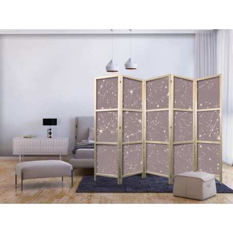 Japanilainen sermi - Night Sky - Artistic Constellations and Stars in Pastel Shades