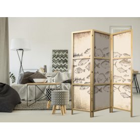 Japanilainen sermi - Sketch of a School of Fish - Sketches of Various Species of Fish Swimming in a School on a Beige Ba