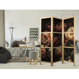 Japanilainen sermi - Magnificent Tulips - Bouquet of Flowers in Red and White on a Black Background