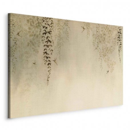 Taulu - Spring Orchard - Hummingbirds Among Tree Branches in Beige Shades