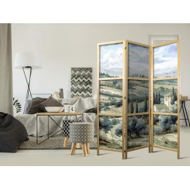 Japanilainen sermi - Landscape with Green Fields and Trees - Tuscan sunny view