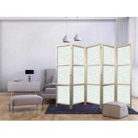 Japanilainen sermi - Minimalist Fish - Fishes From Grey Dots Against a Crystal Sheet of Water in Mint Green Colors