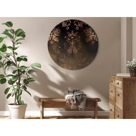 Pyöreä taulu - Baroque Ornaments in Patinated Gold and Browns: Retro Motif