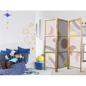 Japanilainen sermi - Joyful Sky - Yellow cheerful stars with a rainbow against the moon phases - in the sky colored ligh