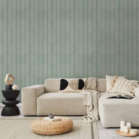 Tapetti - Delicate Wood - Vertical stripes in a pastel green shade
