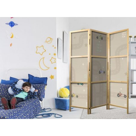 Japanilainen sermi - Race - Colorful cars on a road on a beige background with stars