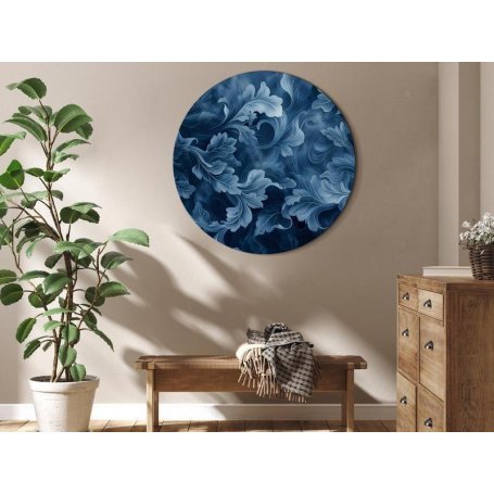 Pyöreä taulu - Abstract Ornaments Dark Blue Victorian Leaves