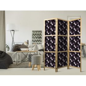 Japanilainen sermi - Birds Among Flowers - Pheasants Surrounding Peonies - Purple