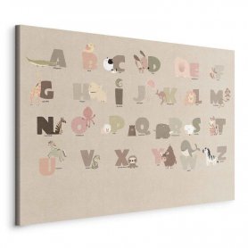 Taulu - Alphabet at the Zoo - Joyful Animals and Their Names on a Beige Background