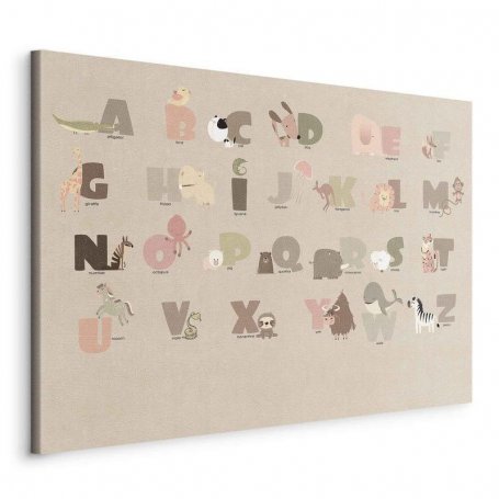 Taulu - Alphabet at the Zoo - Joyful Animals and Their Names on a Beige Background