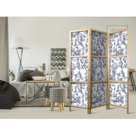 Japanilainen sermi - Rome and Botany - Blue Pattern with Greek and Plant Motif