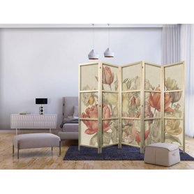 Japanilainen sermi - Bouquet with Tulips - Colorful Flowers on a Light Background - Illustration