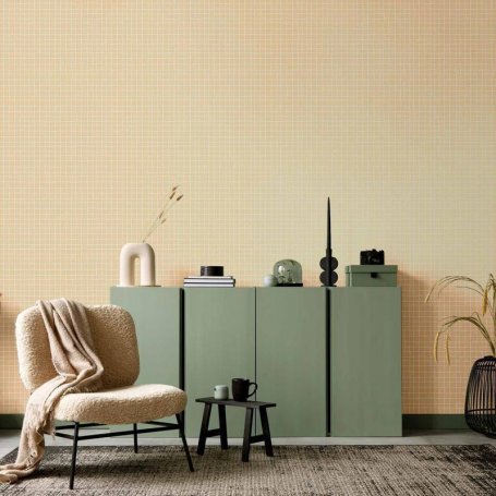 Tapetti - Waving Lines - Creamy Grid on a Noisy Pastel Background