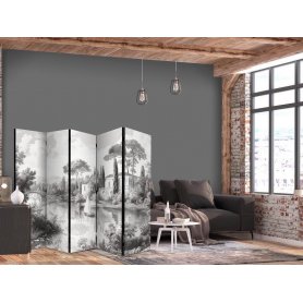 Sermi - Black and White Vintage Landscape - Retro View of a Pond with a Boat