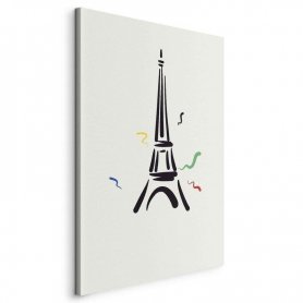 Taulu - Black Graphic Drawing of the Eiffel Tower on a Cream Background